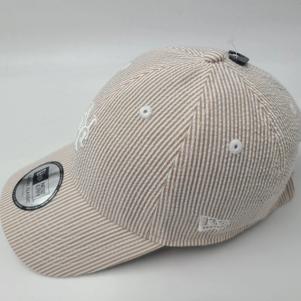 New York Mets Hat Strapback New Era Beige White MLB Seersucker Casual Classic